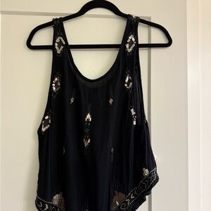 Free People Black Sequin Tank Top